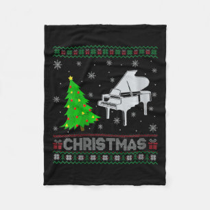 Womens Piano Julafton Träd Lighting Ugly jul Swe Fleecefilt