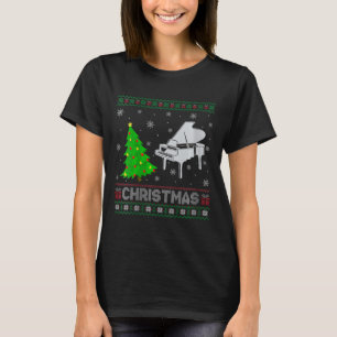 Womens Piano Julafton Träd Lighting Ugly jul Swe T Shirt