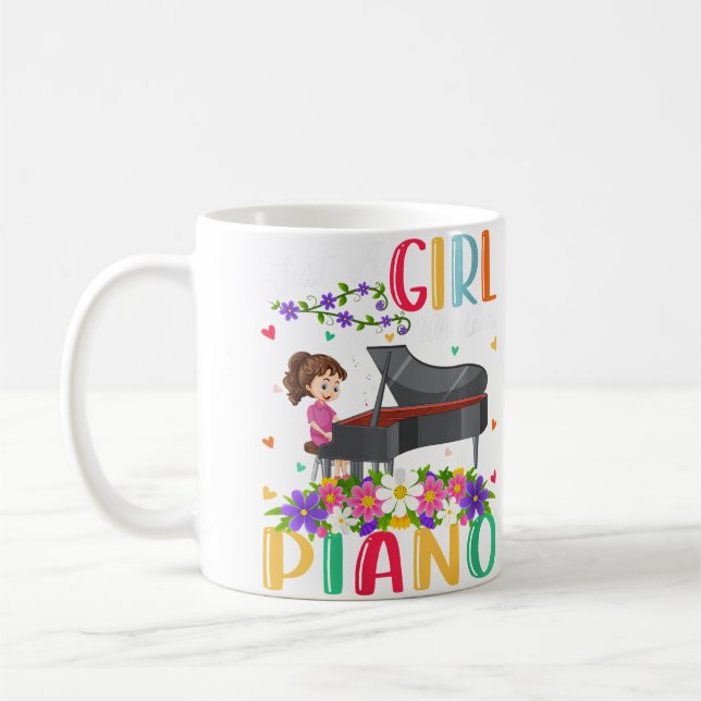 Womens Piano Music Lover Just A Girl Who Loves Pia Kaffemugg (Vänster)