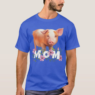 Womens Pig Mom Cute Young Pig Motive  T Shirt