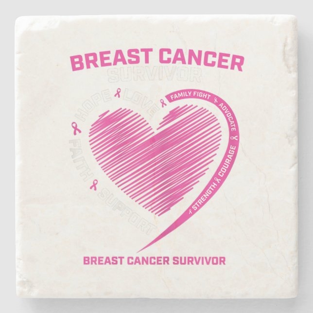 Womens Pink Breast Cancer Survivor Gifts Women Mom Stenunderlägg (Framsidan)