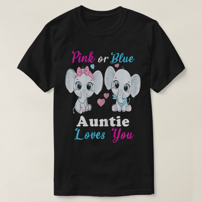 Womens Pink or Blue auntie Loves You Elephants  Ba T Shirt (Design framsida)