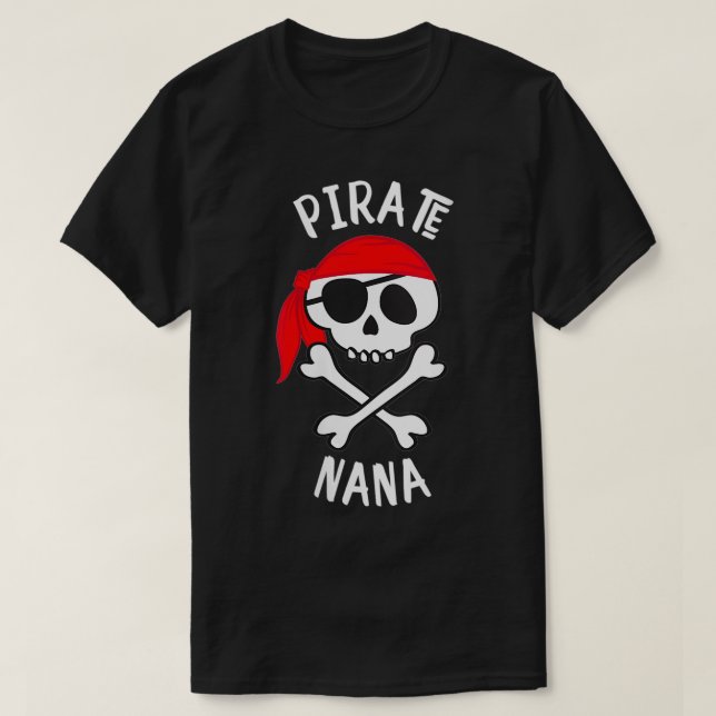 Womens Pirat Nana Jolly Roger VNeck T Shirt (Design framsida)