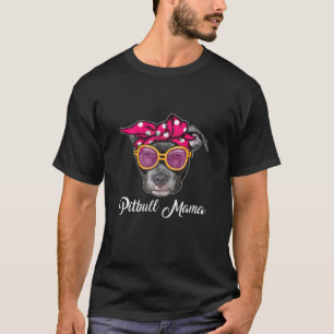 Womens Pitbull Mamma Mamma Red Scarf Eyeglasses T Shirt