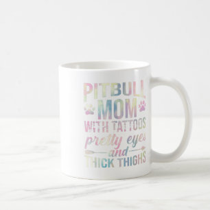 Womens Pitbull Mamma med Tattoos Söt Ögon Thick Kaffemugg