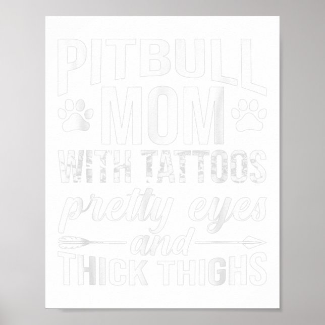 Womens Pitbull Mamma med Tattoos Söt Ögon Thick Poster (Framsidan)