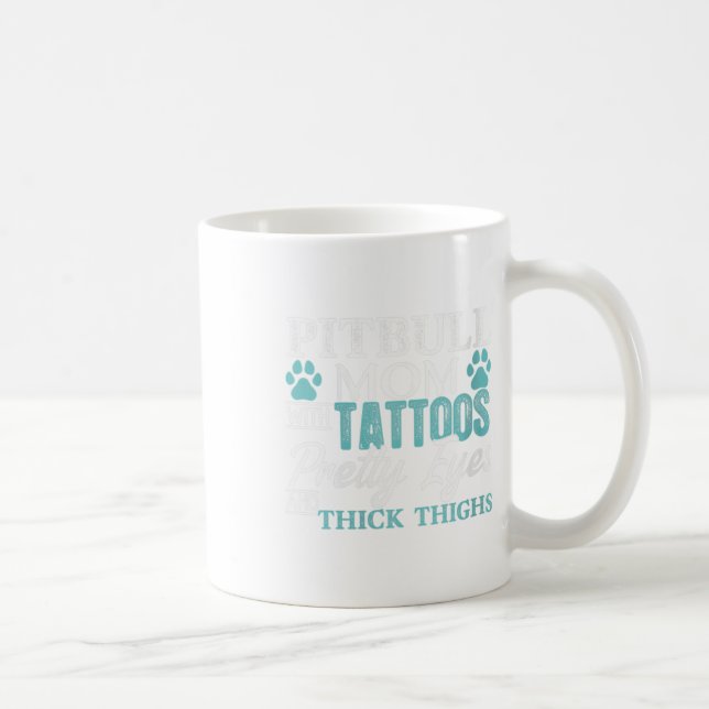 Womens Pitbull Mamma Tattoos Hund älskare Funny Mo Kaffemugg (Höger)