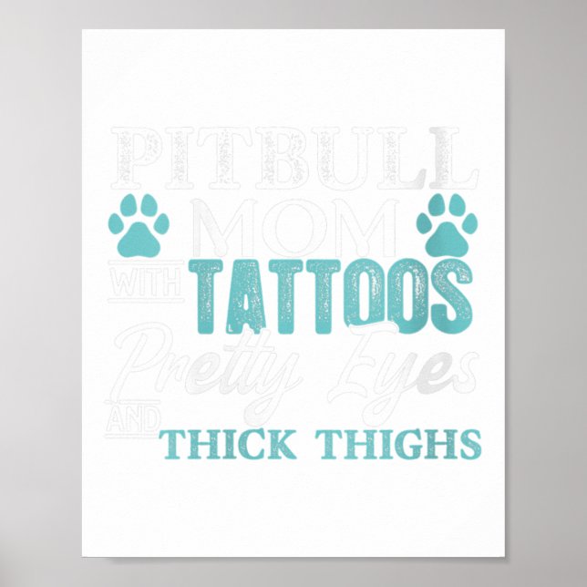 Womens Pitbull Mamma Tattoos Hund älskare Funny Mo Poster (Framsidan)