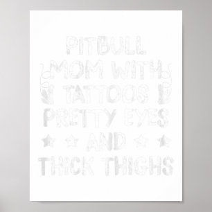 Womens Pitbull Mamma Tattoos Hund älskare Mors dag Poster