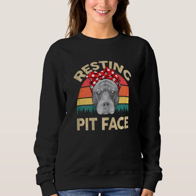 Womens Pitbull Restpit Ansikte Pitbull Mamma Pit T Shirt (Framsida)