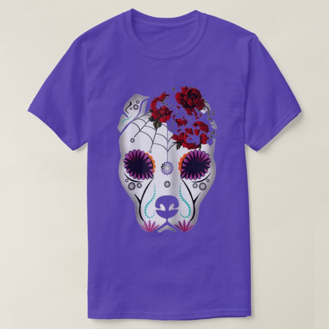 Womens Pitbull Sugar Skull Tattoo Halloween Gift f T Shirt (Design framsida)