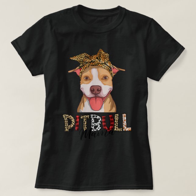 Womens Pittie Mamma Pitbull Funny Leopard Mammor D T Shirt (Design framsida)