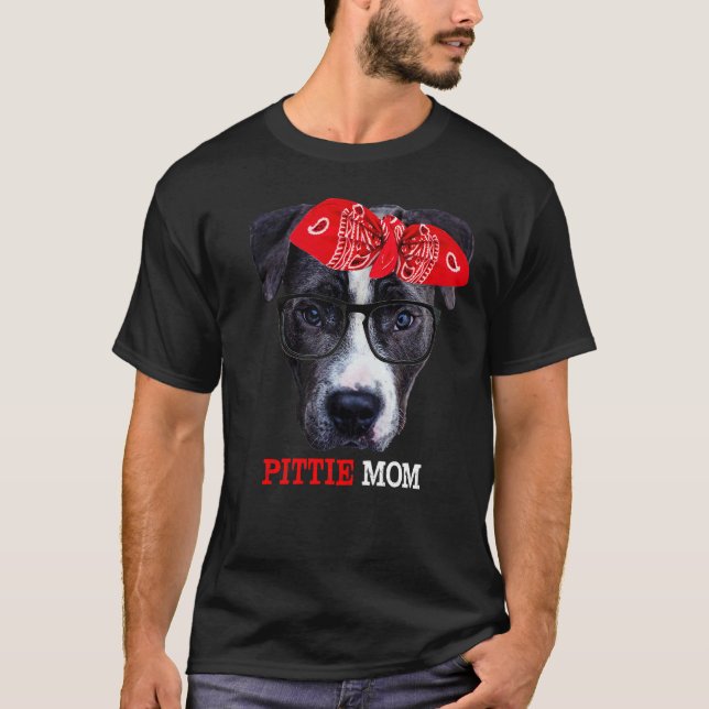 Womens Pittie Mamma Pitbull Hund för Mors dag T Shirt (Framsida)