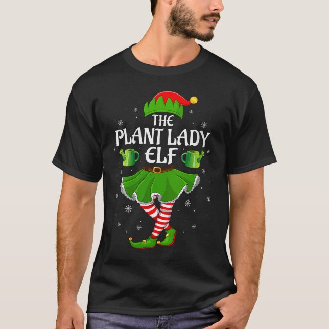 Womens Plant Lady Elf Christmas Family Girls Women T Shirt (Framsida)