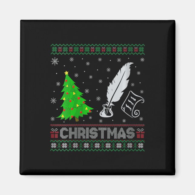 Womens Poetry Julafton Träd Lighting Ugly Jul Sw Magnet (Framsidan)