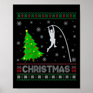 Womens Pole Vault Julafton Träd Lighting Ugly Chri Poster