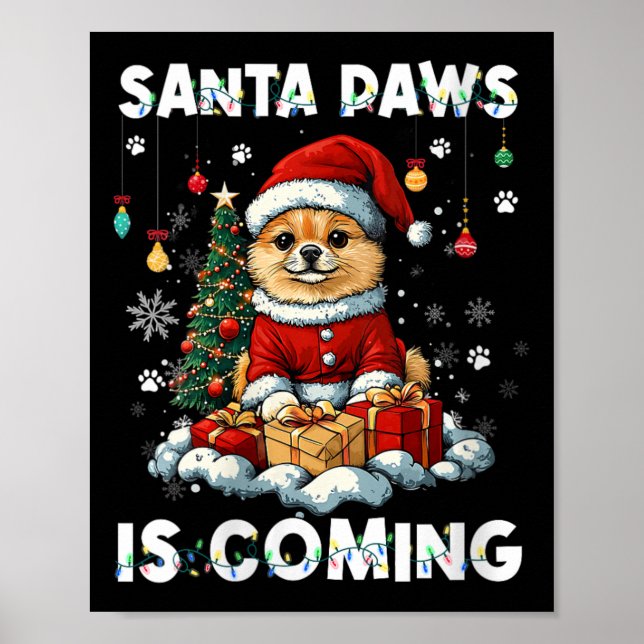 Womens Pommern Julgran Dekoration Hund L Poster (Framsidan)