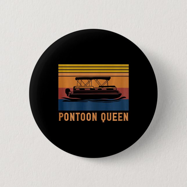 Womens Pontoon Queen Sjö och Boating Älskare Capta Knapp (Framsida)
