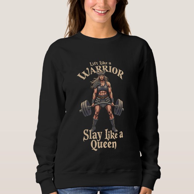 Womens Powerlyftning Viking Queen Valhalla Workout T Shirt (Framsida)