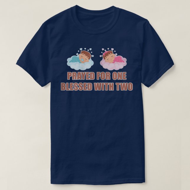 Womens Prayed For One Blessed With Two Mom of Twin T Shirt (Design framsida)