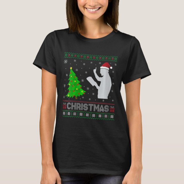 Womens Preacher Julafton Träd Lighting God jul T Shirt (Framsida)