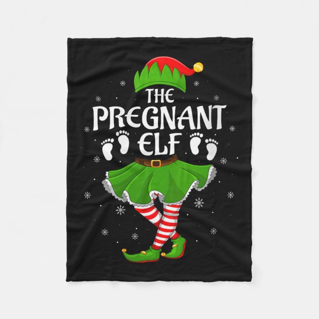 Womens Pregnant Elf Christmas Family Girls Women E Fleecefilt (Framsidan)