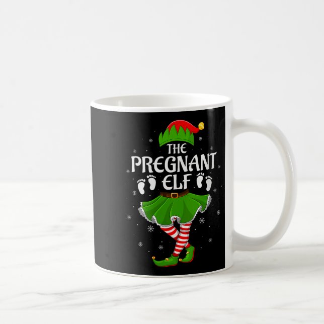 Womens Pregnant Elf Christmas Family Girls Women E Kaffemugg (Höger)