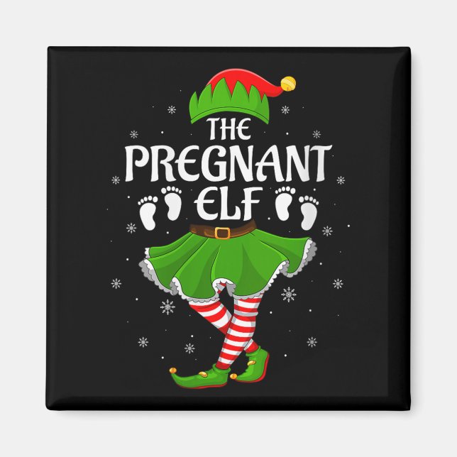 Womens Pregnant Elf Christmas Family Girls Women E Magnet (Framsidan)