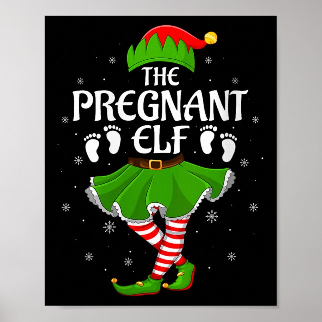 Womens Pregnant Elf Christmas Family Girls Women E Poster (Framsidan)
