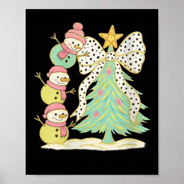 Womens Preppy Coquette Christmas Snowm 2025 Funny  Poster (Framsidan)