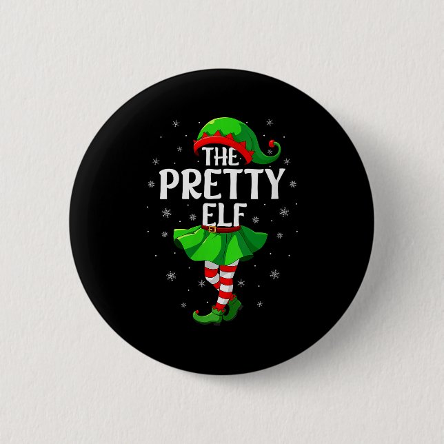 Womens Pretty Elf Christmas Girls Women Elf Squad  Knapp (Framsida)