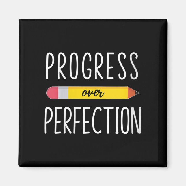 Womens Progress Over Perfection Motivational Back  Magnet (Framsidan)