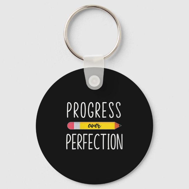 Womens Progress Over Perfection Motivational Back  Nyckelring (Framsida)