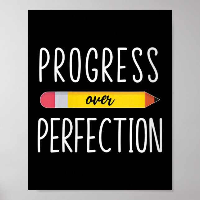 Womens Progress Over Perfection Motivational Back  Poster (Framsidan)