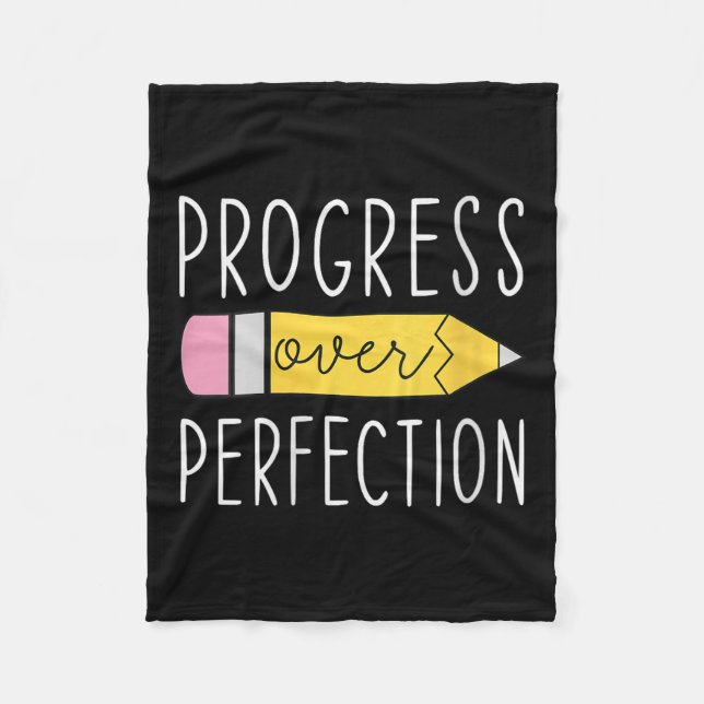 Womens Progress Over Perfection Motivational Teach Fleecefilt (Framsidan)