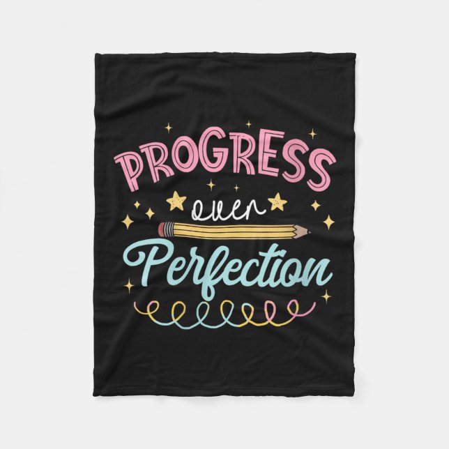 Womens Progress Over Perfection Motivational Teach Fleecefilt (Framsidan)