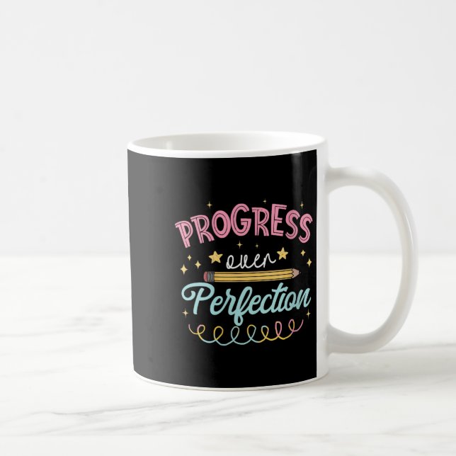Womens Progress Over Perfection Motivational Teach Kaffemugg (Höger)