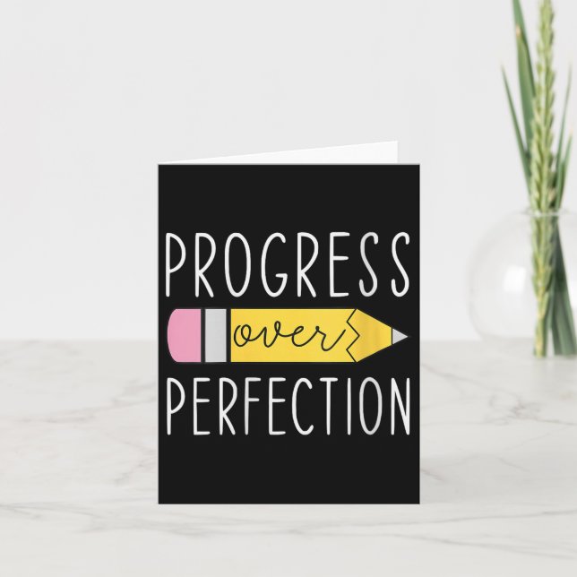 Womens Progress Over Perfection Motivational Teach Kort (Framsida)
