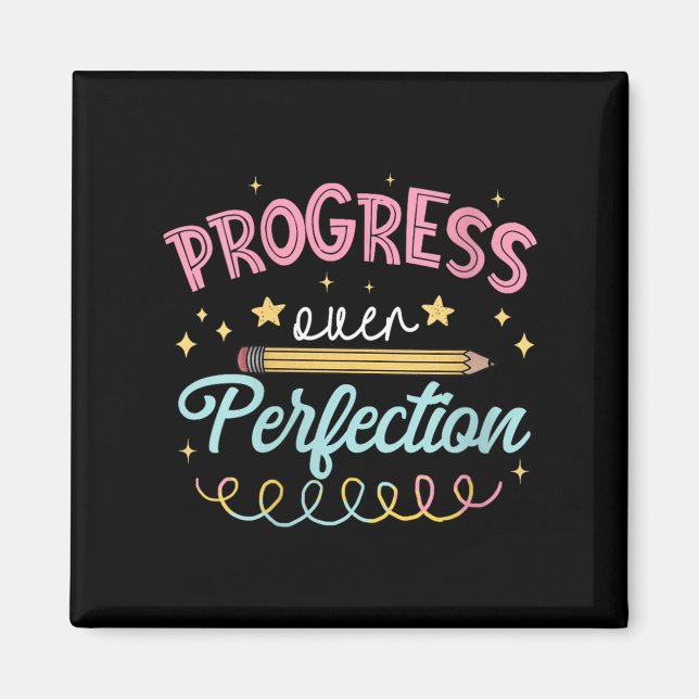 Womens Progress Over Perfection Motivational Teach Magnet (Framsidan)