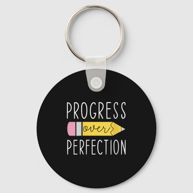 Womens Progress Over Perfection Motivational Teach Nyckelring (Framsida)