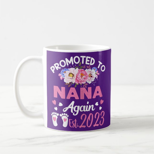 Womens Promoted To Nana Again 2023 Floral Kaffemugg (Vänster)