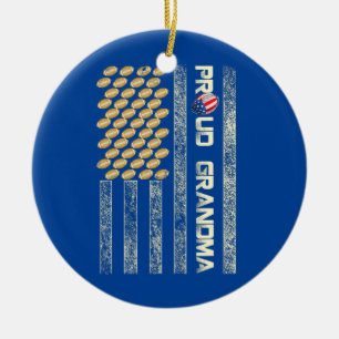 Womens Proud Grandpa American Flagga Football Julgransprydnad Keramik