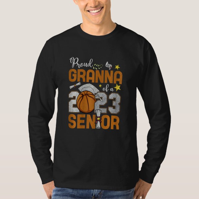 Womens Proud Granna Of A 2023 Senior Basketball Gr T Shirt (Framsida)
