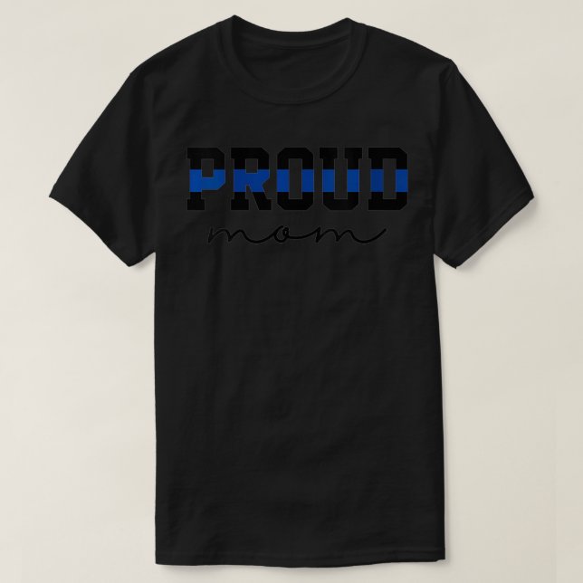 Womens Proud Mamma Blue Line Polischef Mamma Gift T Shirt (Design framsida)