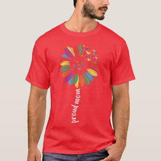 Womens Proud Mamma Sunblomsterregnbågsskjorta HBT  T Shirt
