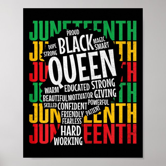 Womens Proud Melanin Mamma Junetelfte Black Queen  Poster (Framsidan)