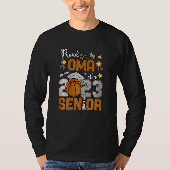 Womens Proud Oma Of A 2023 Senior Basketball Gradu T Shirt (Framsida)