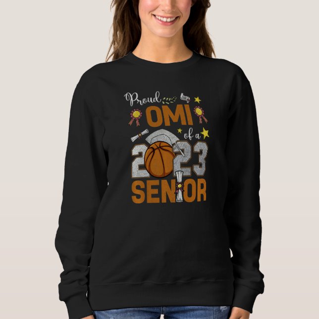 Womens Proud Omi Of A 2023 Senior Basketball Gradu T Shirt (Framsida)