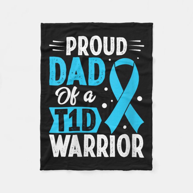 Womens Proud Pappa T1d Warrior V-nacke Fleecefilt (Framsidan)