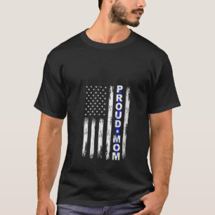 Womens Proud Police Mamma Thin Blue Line American  T Shirt